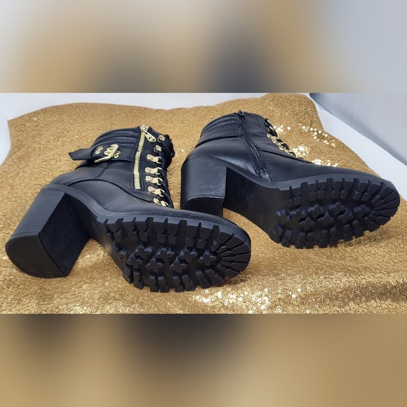 G by GUESS Women's Black Jaylee Side Zip Up Lace-Up Heeled Boots Size 9M - Picture 4 of 5